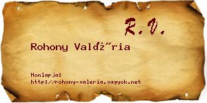 Rohony Valéria névjegykártya